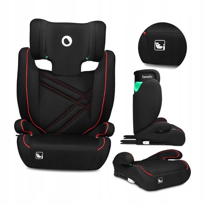 LIONELO FOTELIK SAMOCHODOWY HUGO I-SIZE ISOFIX PODSTAWKA SPORTY BLACK RED
