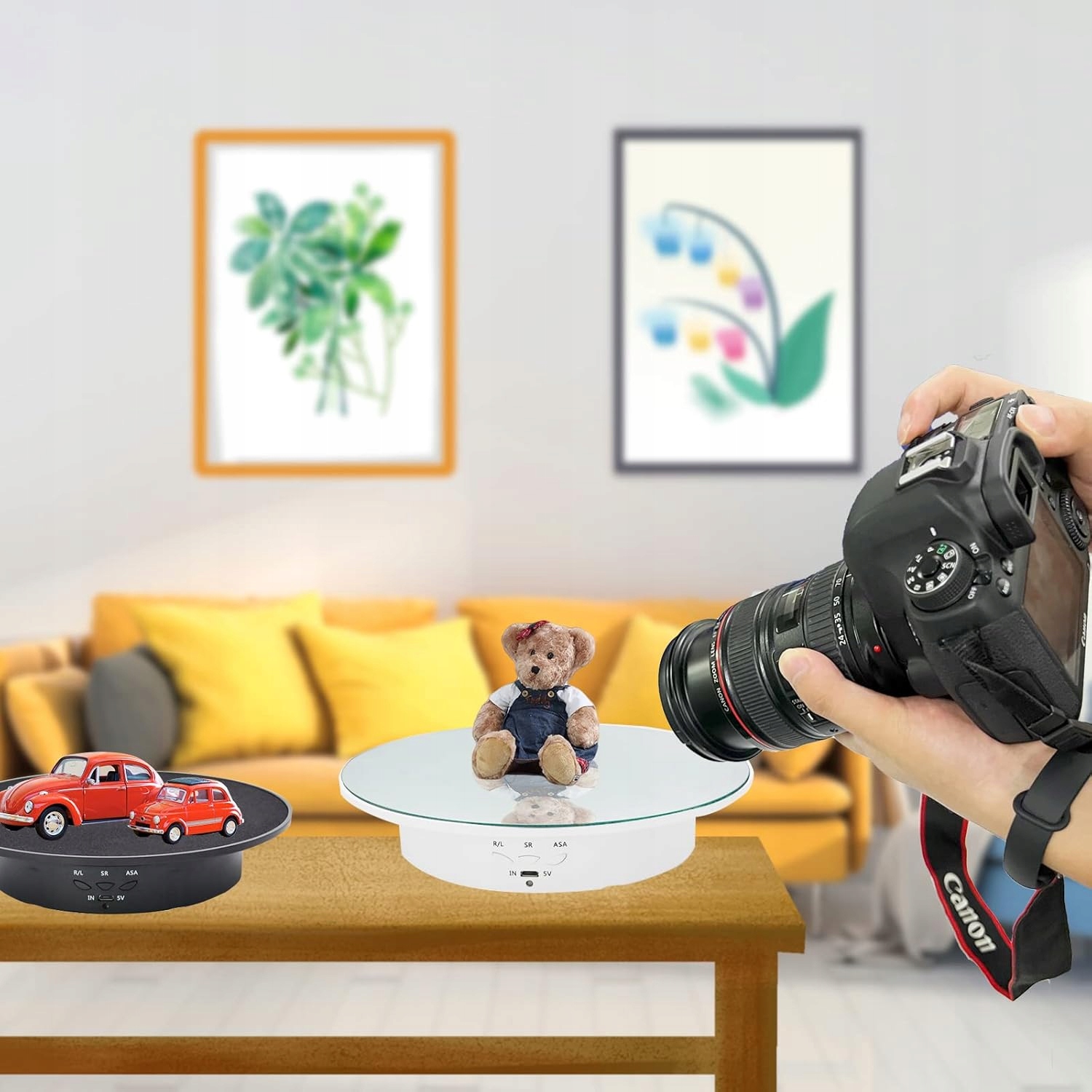 STÓŁ PODSTAWKA FOTOGRAFICZNY DO ZDJĘĆ 360° OBROTOW 20 CM BIAŁY Kod producenta 6TL0486WH1