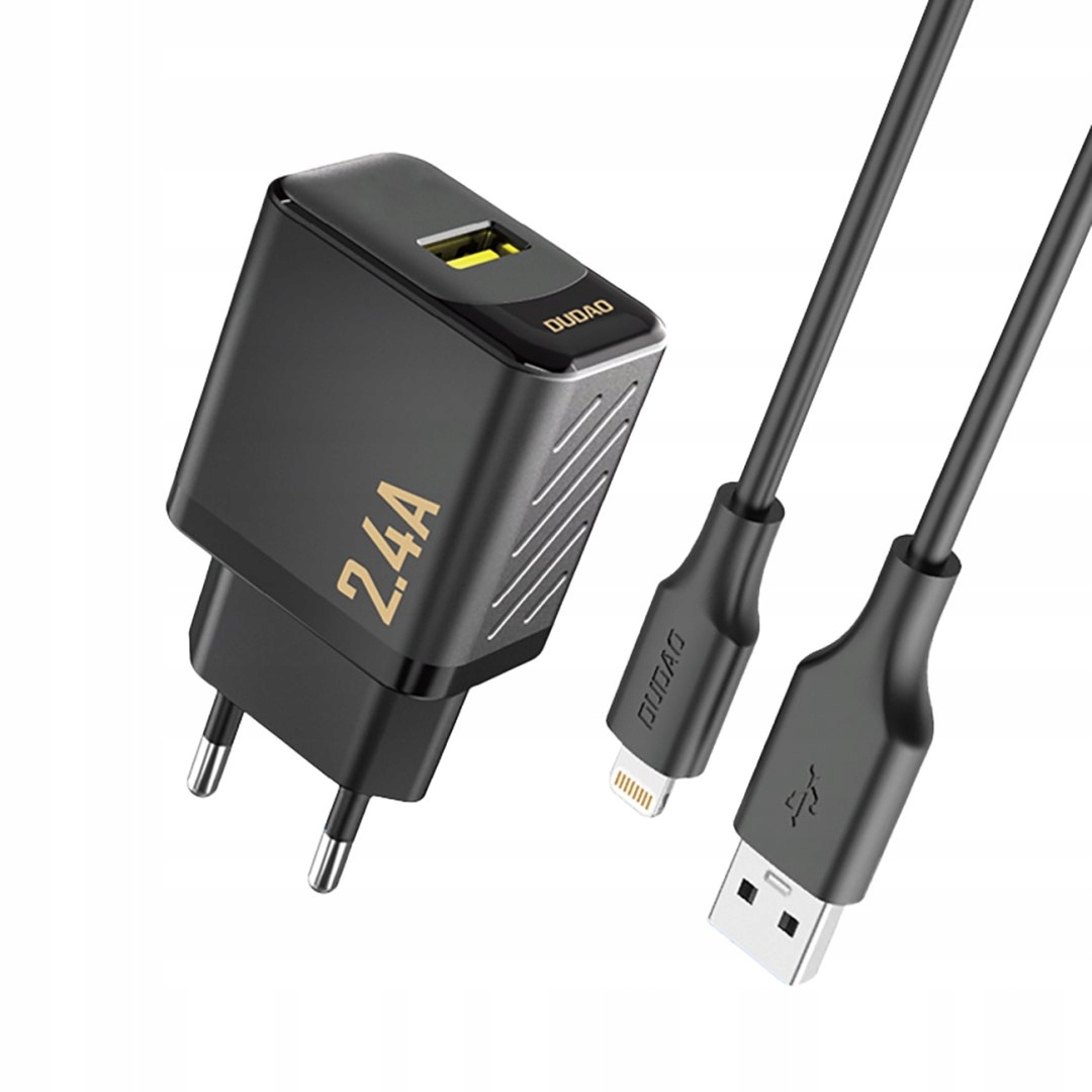 Ładowarka sieciowa Usb-a z kablem Usb-a iPhone Lightning 2.4A GaN Eu cz