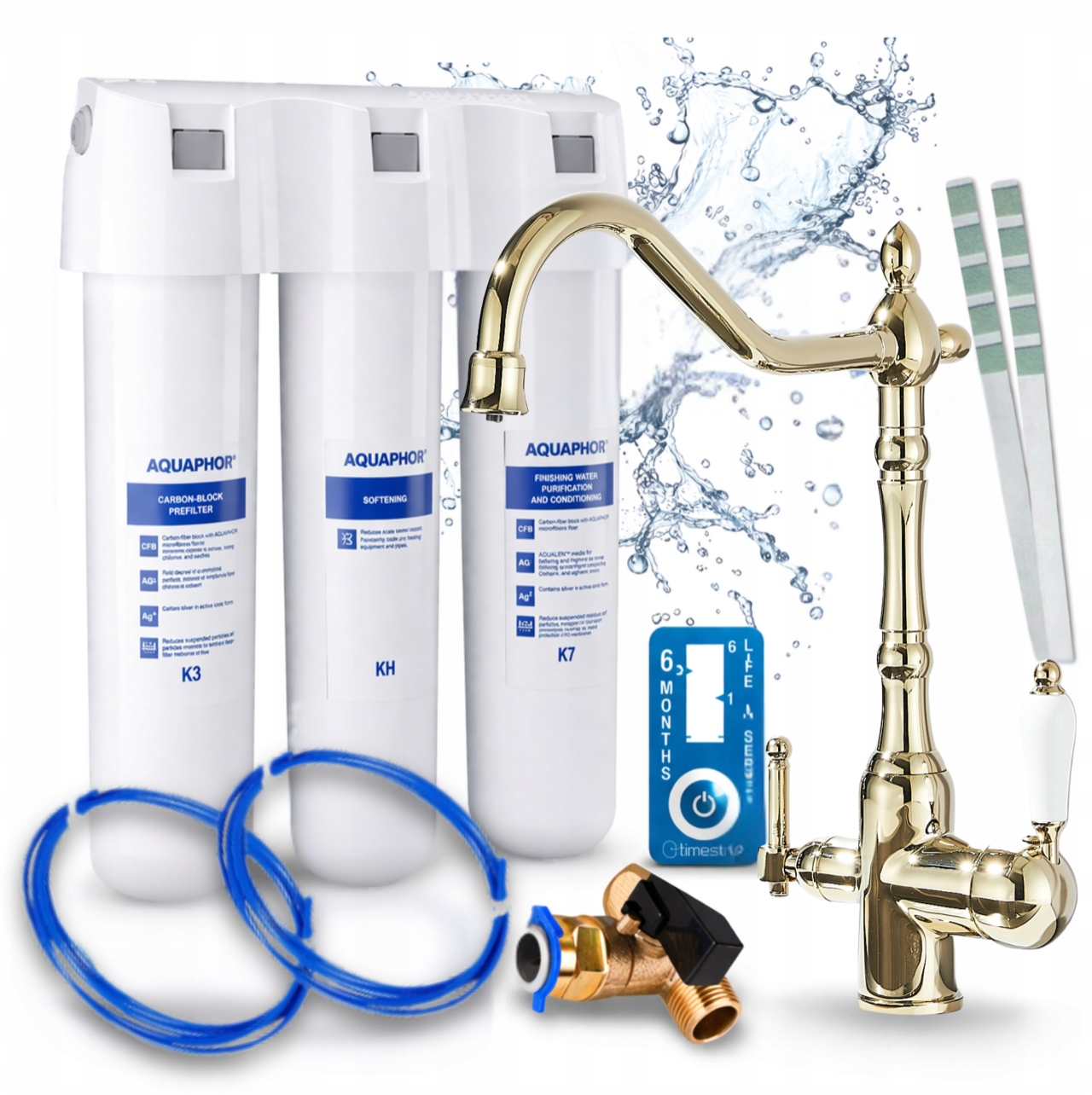 Filtr Pod Dřez Aquaphor Křišťál H A Třícestná Baterie Zlatá Retro Zlatá