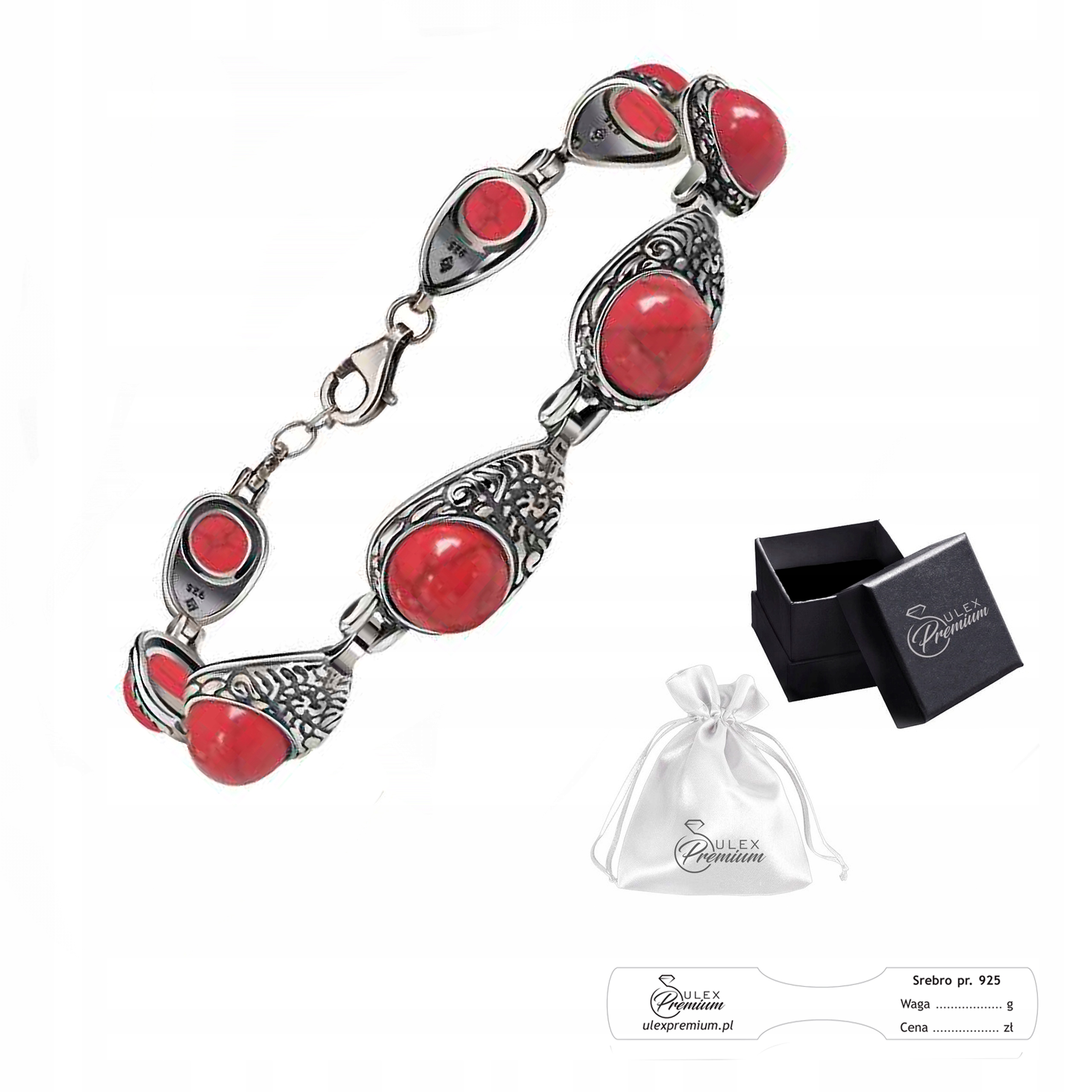 Náramek stříbro ryzost 925 Elegantní Klasický náramek s korálem