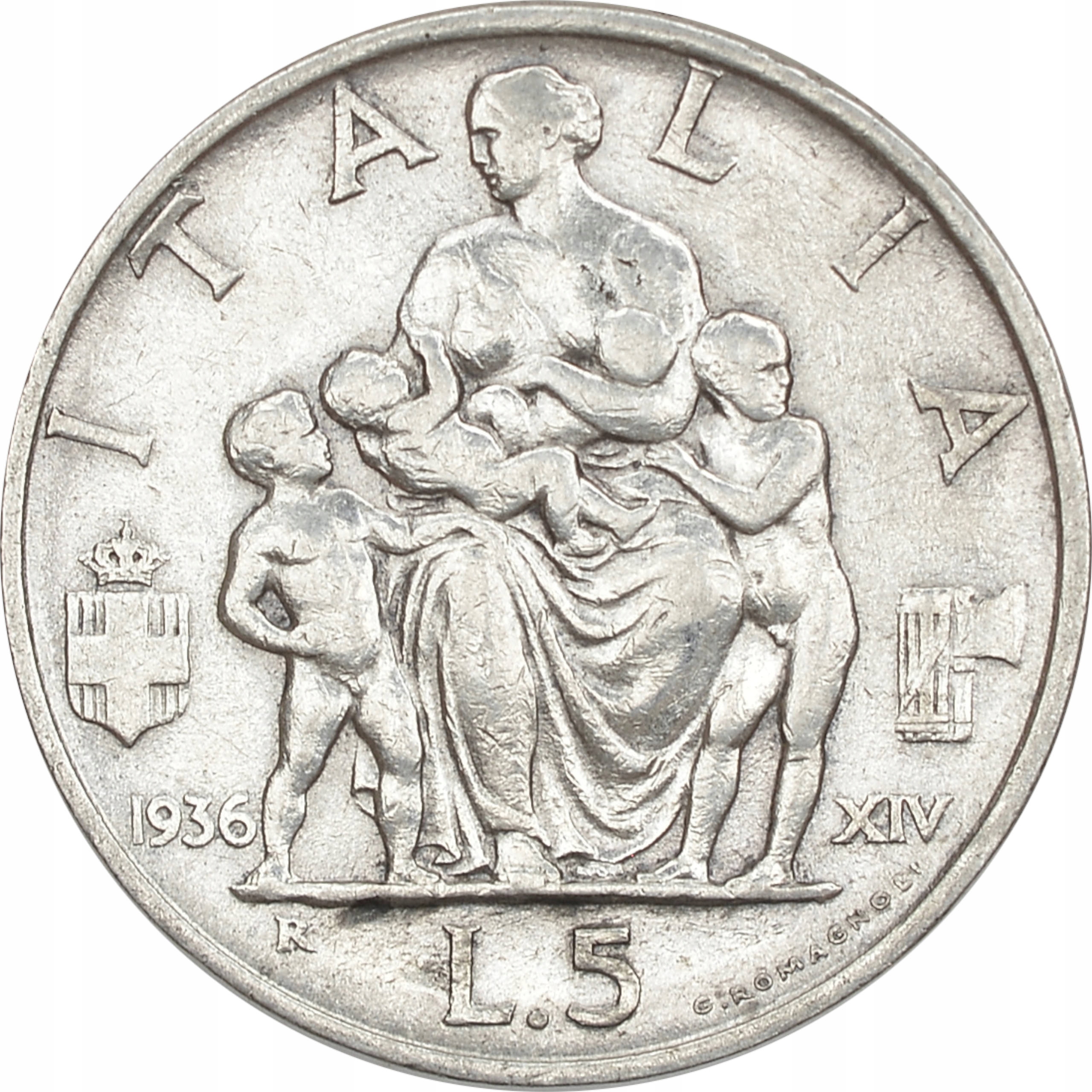 11.WŁOCHY, VITT.EMANUEL III, 5 LIRÓW 1936