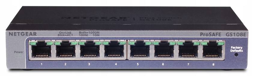Netgear GS108E Prosafe Plus 8x Gigabit Switch Kovové Pouzdro