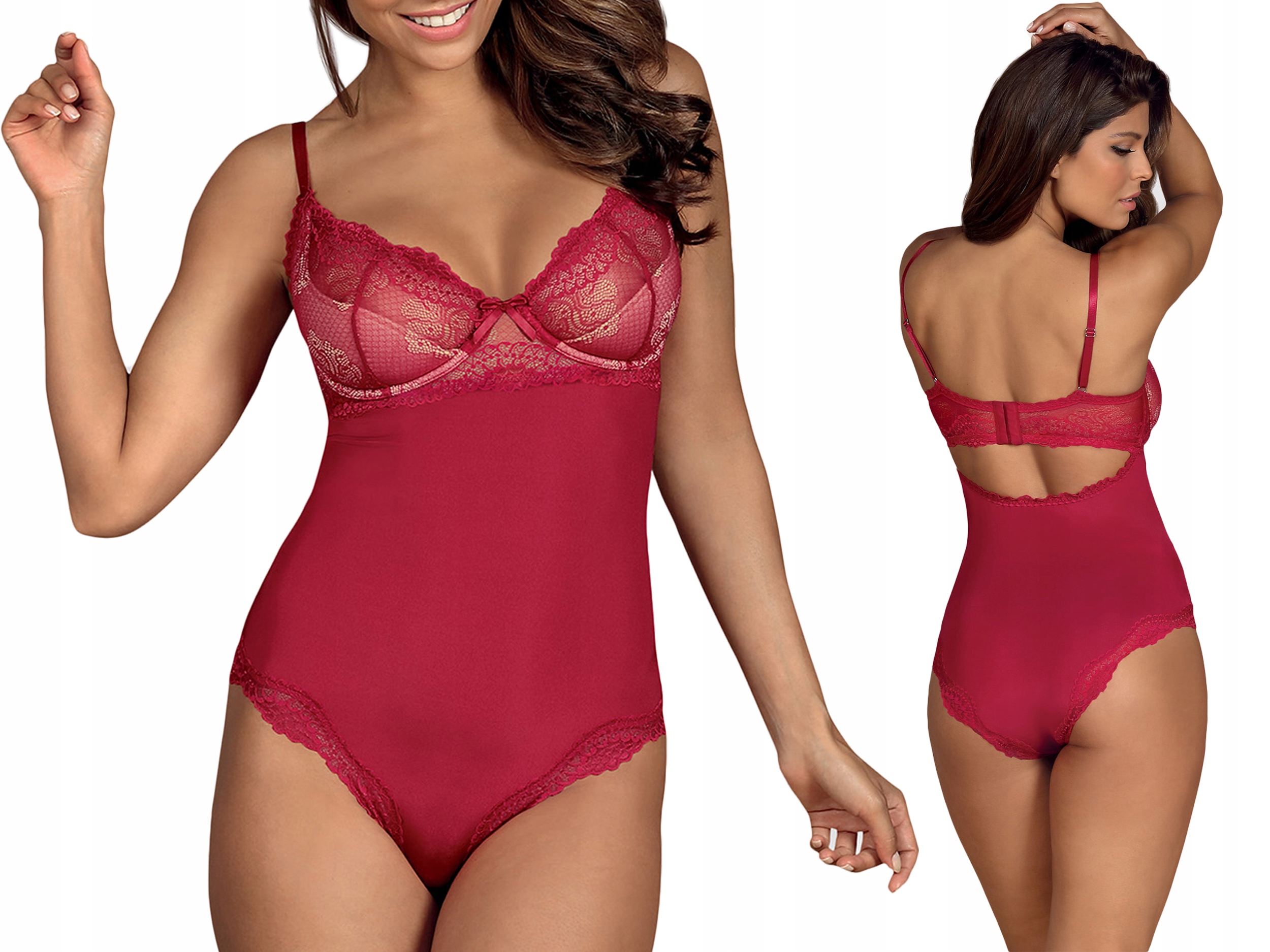 

Obsessive Rosalyne Teddy urocze czerwone body XXL