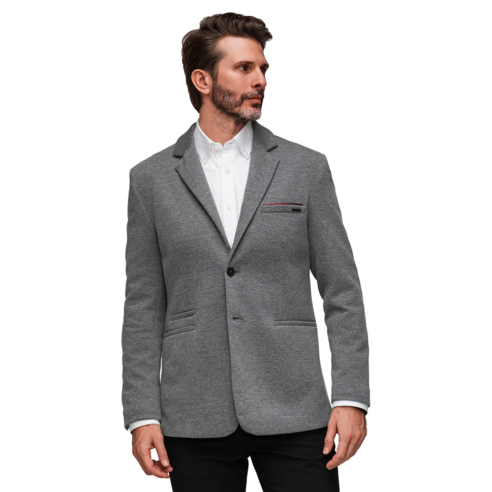 Pletená pánská sako s přiléhavým střihem Slim Fit, světle šedá, velikost M170 L
