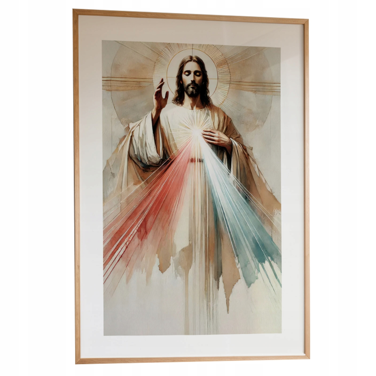 Obraz Jezus Miłosierny A3 Ramka Drewniana 30x42 cm