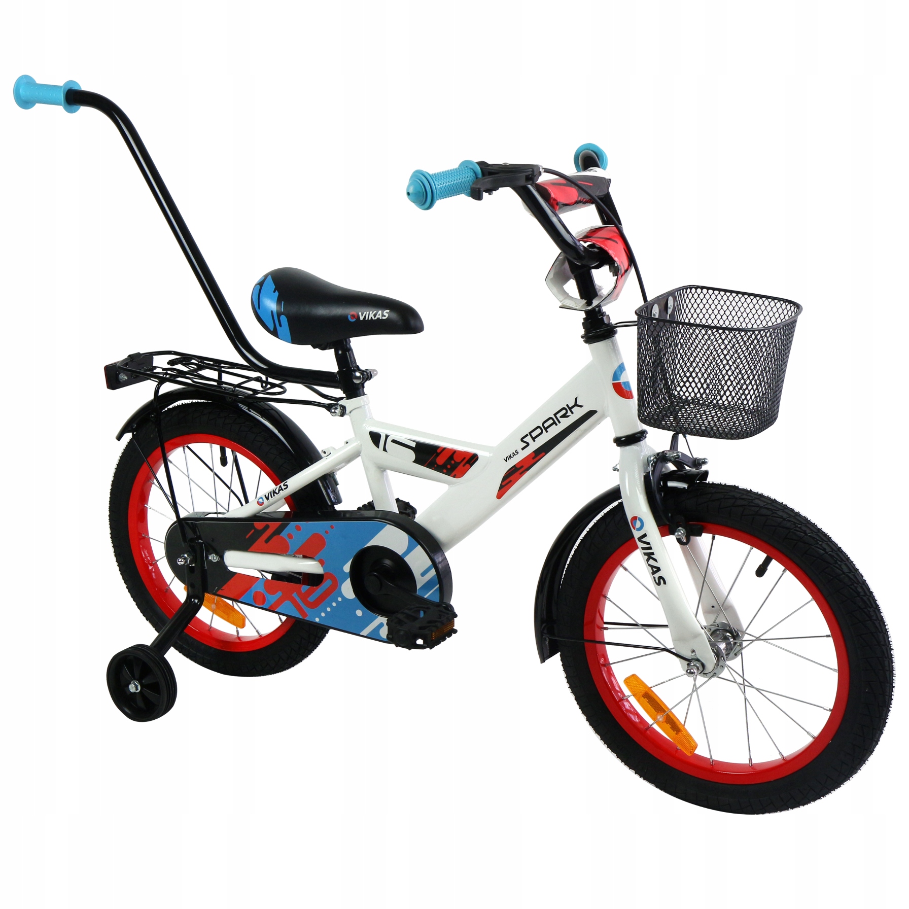 ROWEREK DZIECIĘCY 16 CALI ROWER DLA CHŁOPCA KOSZYK I PROWADNIK + GRATIS Stan opakowania oryginalne