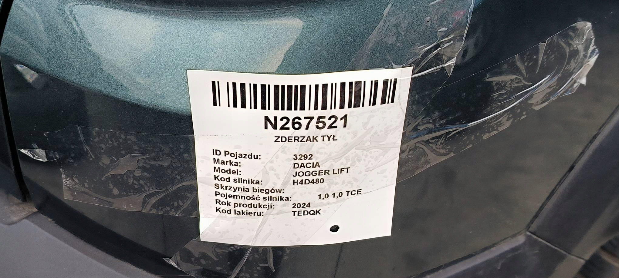 bumper rear part PDC TEDQK DACIA JOGGER LIFT