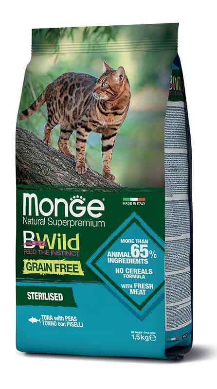 Levně Monge Bwild Grain Free Sterilised – tuňák s hráškem 1,5 kg