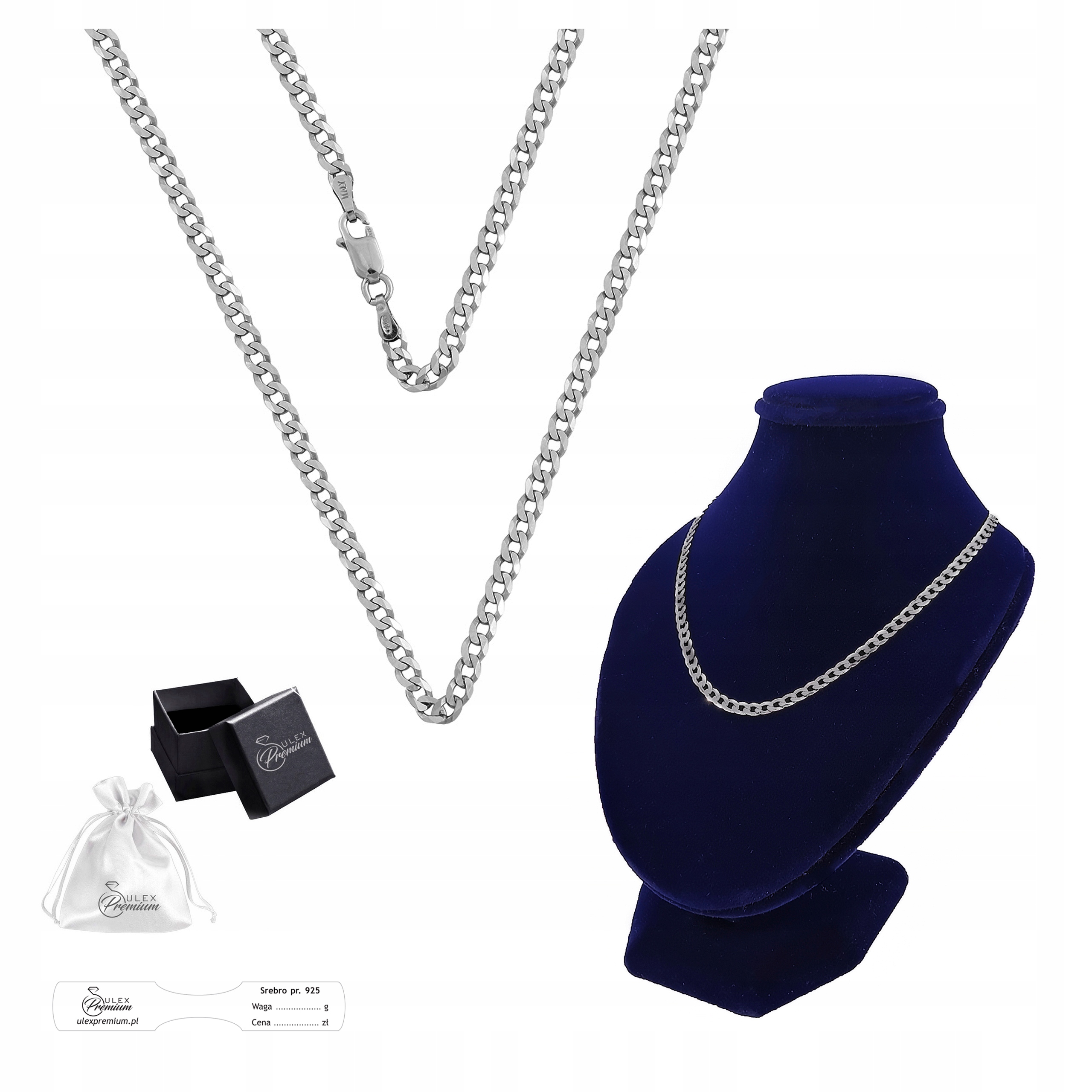 Řetízek Pancíř stříbro 925 Rhodiovaný Dámský jako Dárek 50 cm x 3,2 mm