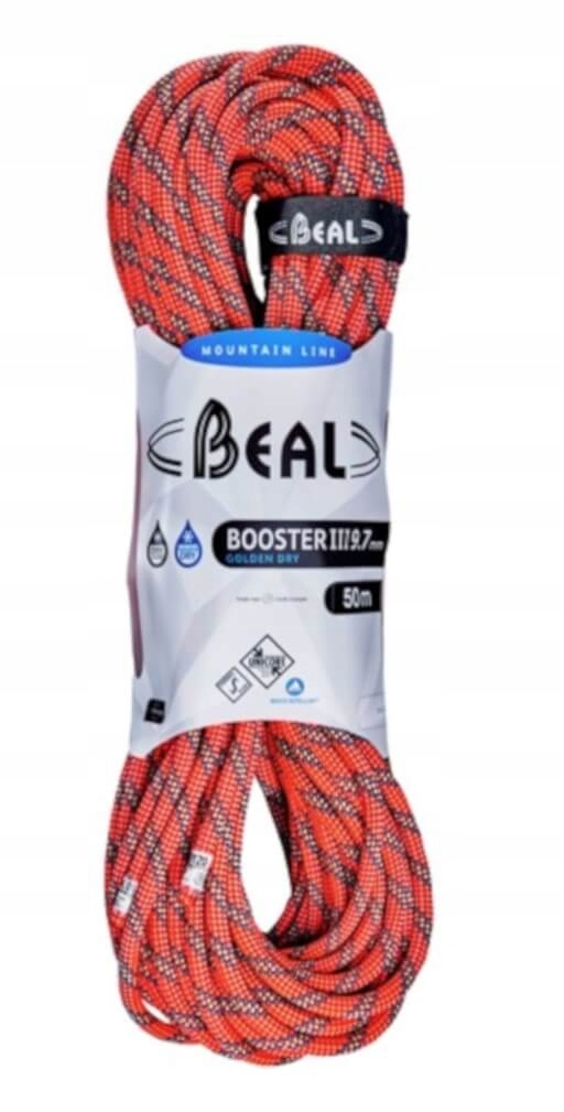 Dynamické lano Booster 9,7 mm x 50 m Golden Dry Orange Beal