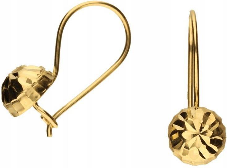 Zlaté náušnice 585 gravírované polokoule 1,54 g, klasický vzor pro ni 14k