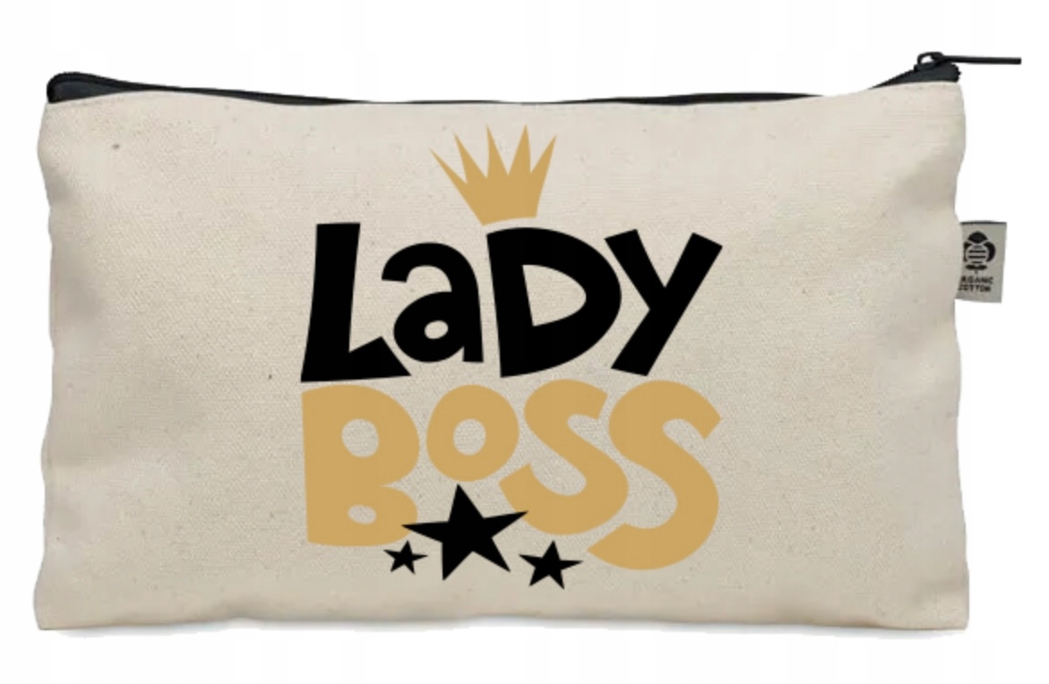Kosmetyczka saszetka beżowa Lady Boss śmieszny nadruk queen KO_247