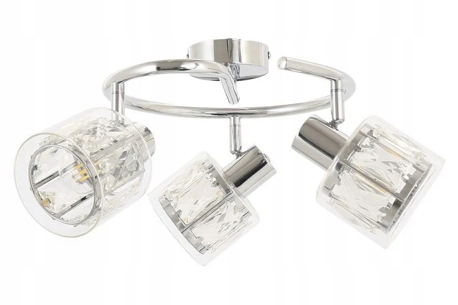 Stropní svítidlo glamour trojitá chromovaná skleněná stínidla spirála Reality