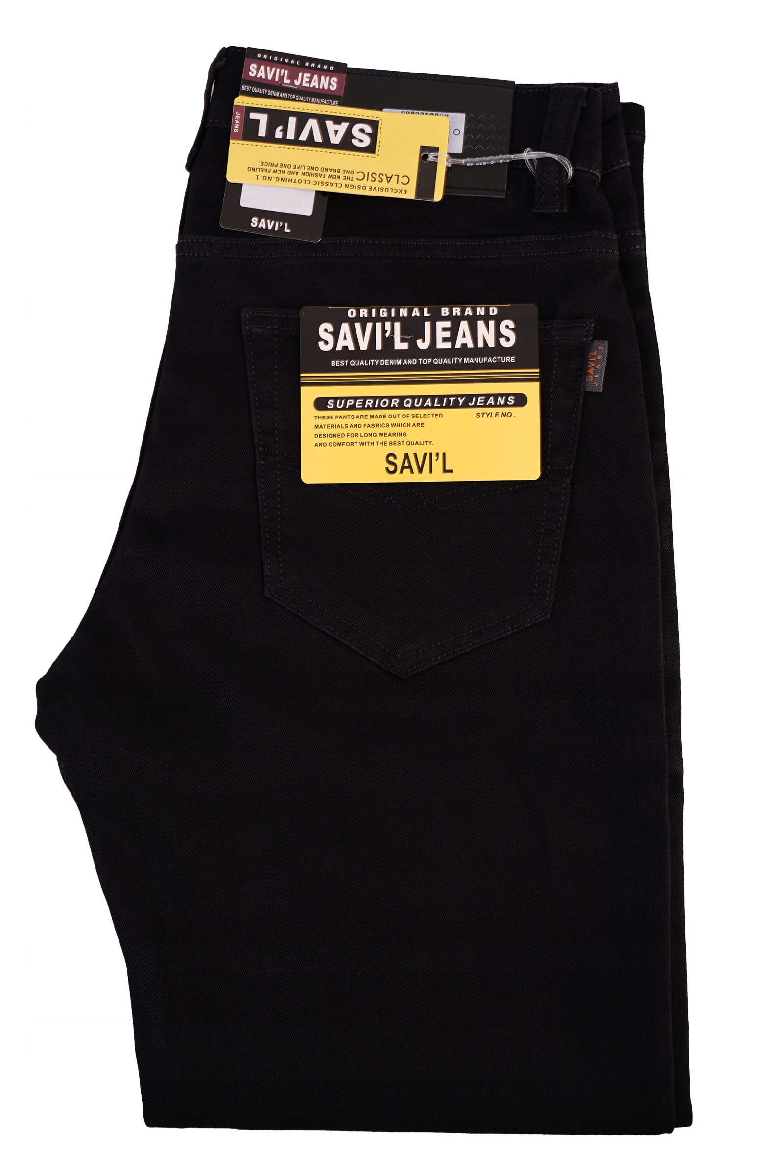 Spodnie Męskie Jeansowe Czarne Bawełniane Savil Dżinsy W39 L34 Pas 104-108