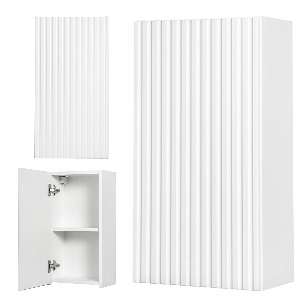 Závěsná skříňka Rilla White 30 cm, rýhovaná čela, nábytek do koupelny