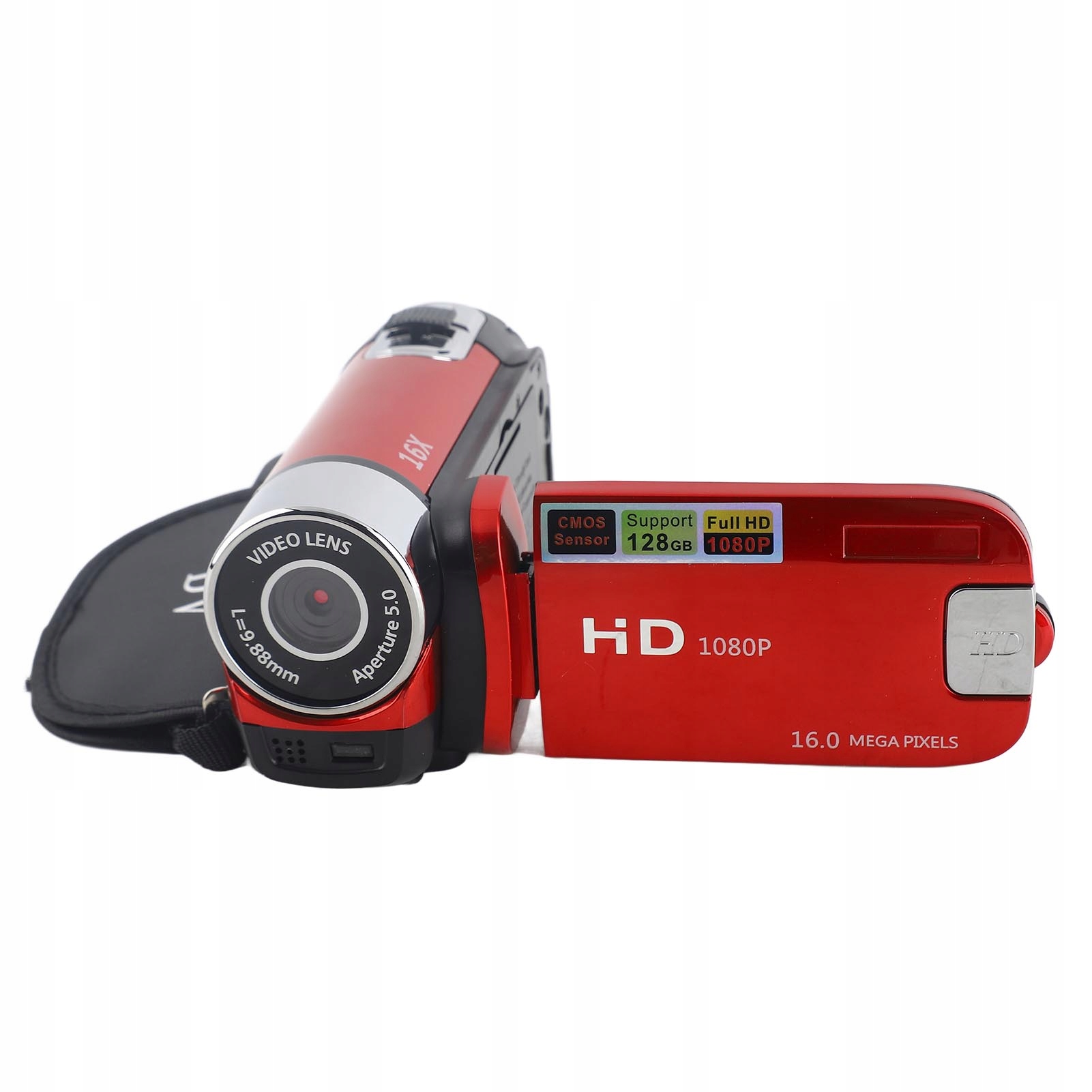 Digitální Hd videokamera červená 16X