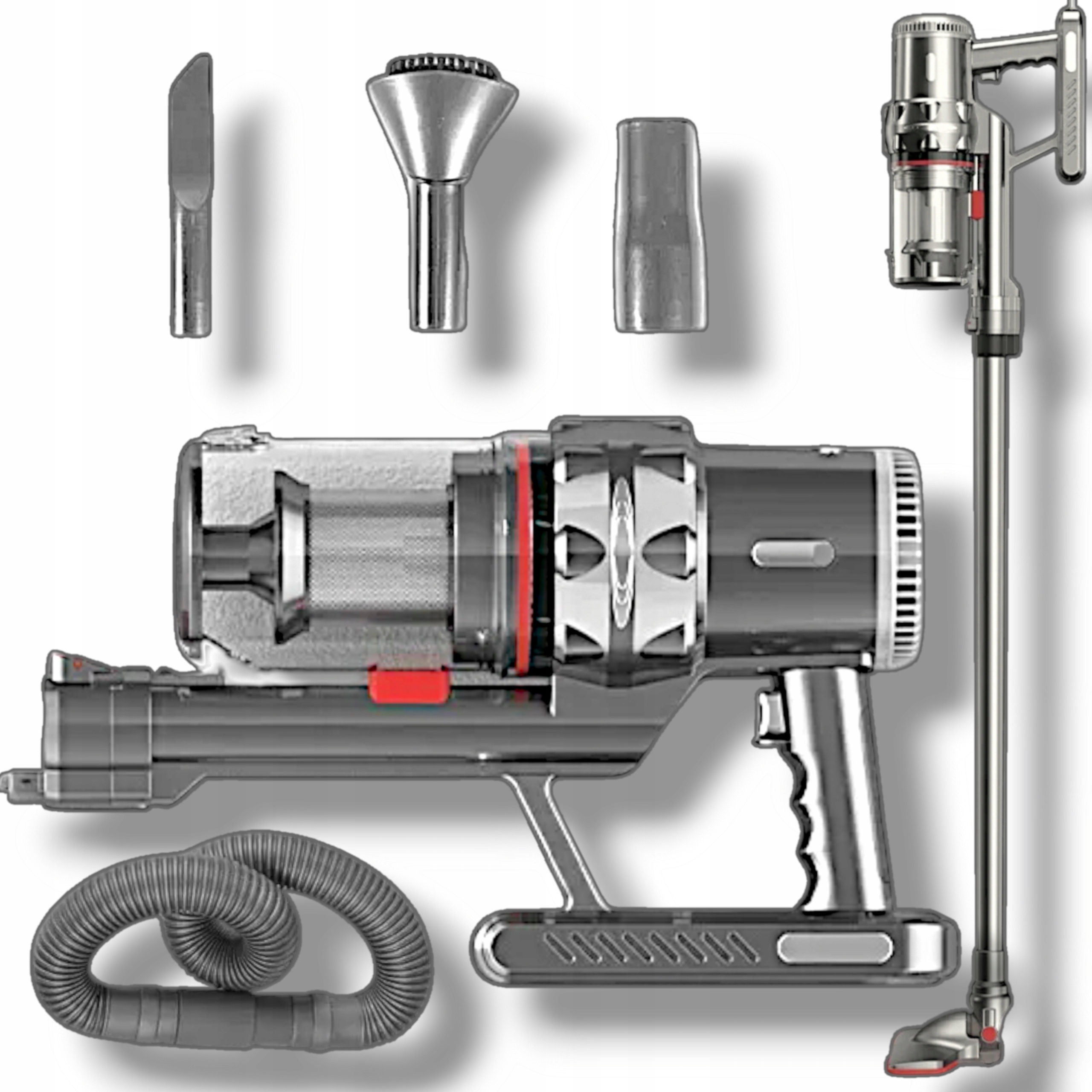 Ručný Vertikálny Vysávač 1400W Drôtový 2v1 Bezvrecová Kefa Silná