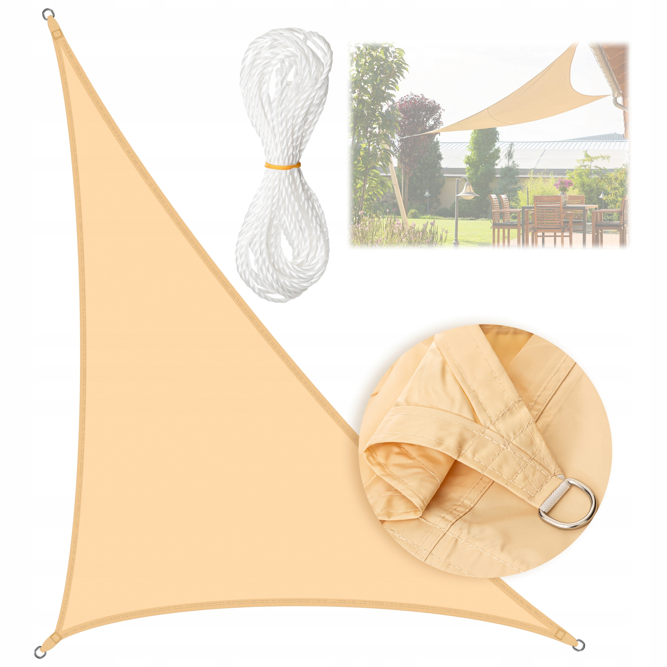 Sluneční Plachta Zahradní Zatemňovač Voděodolná 3x5x5,8 m Trojúhelníková