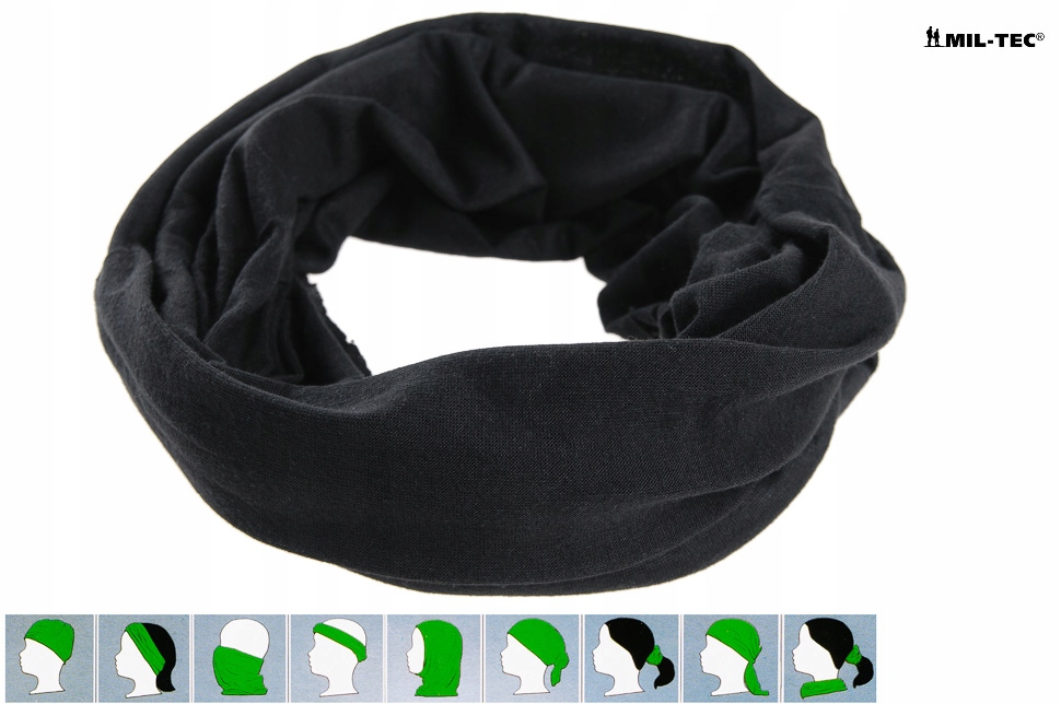 WIELOFUNKCYJNY SZAL Kominiarka Wojskowa - CZARNA Rozmiar uniwersalny