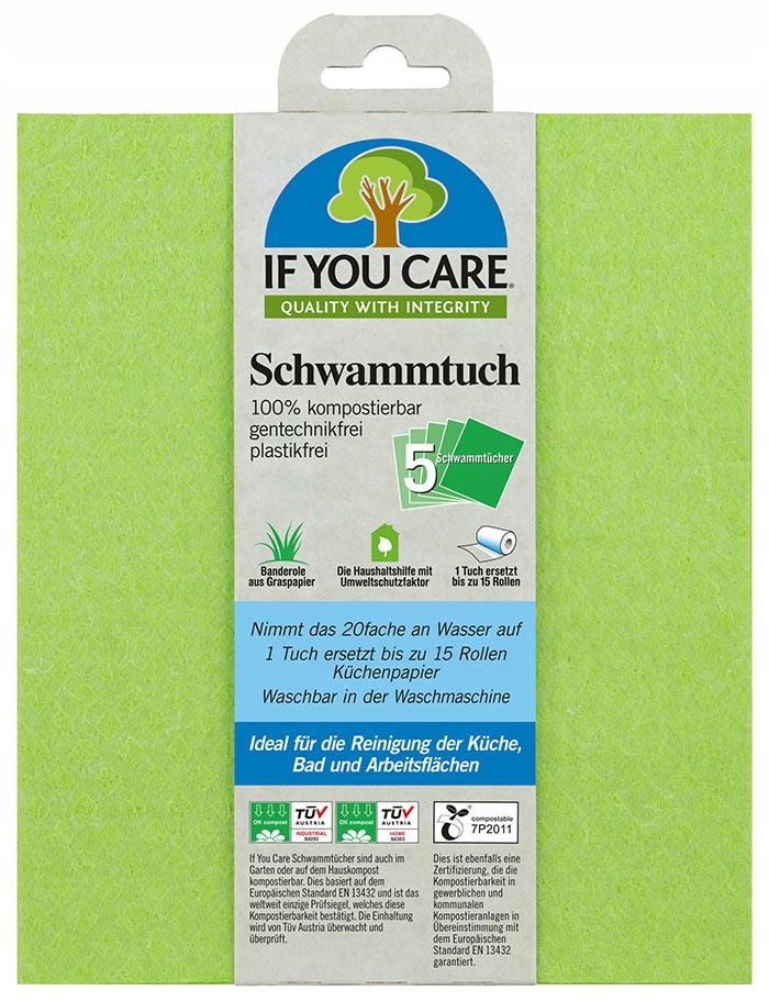 

If You Care, wielorazowe ścierki gąbczaste, 5 szt.