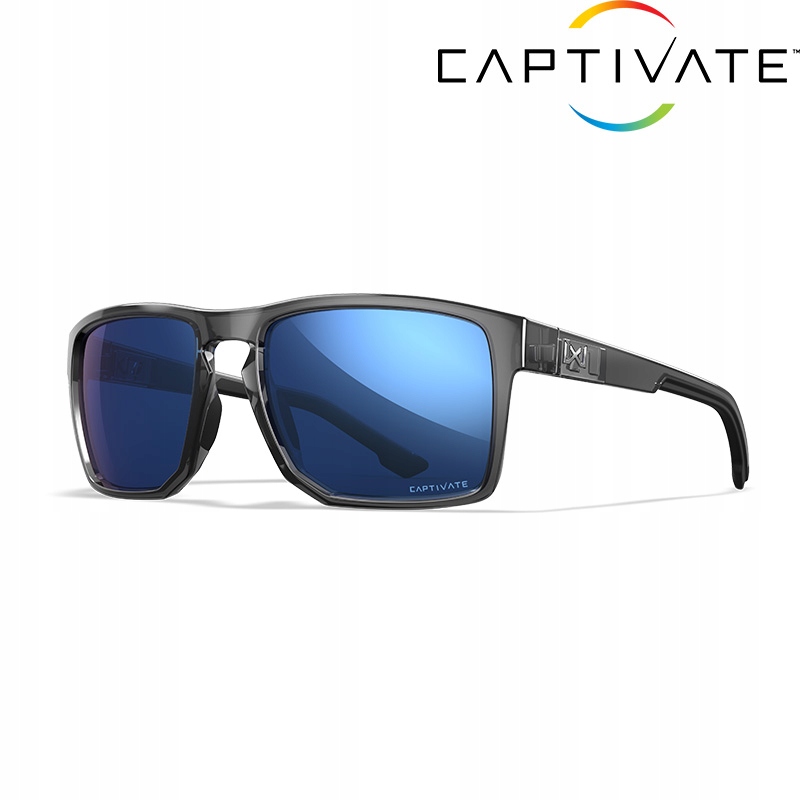 Wiley X FOUNDER Captivate Polarized Blue Mirror Gloss Crystal Grey Frame