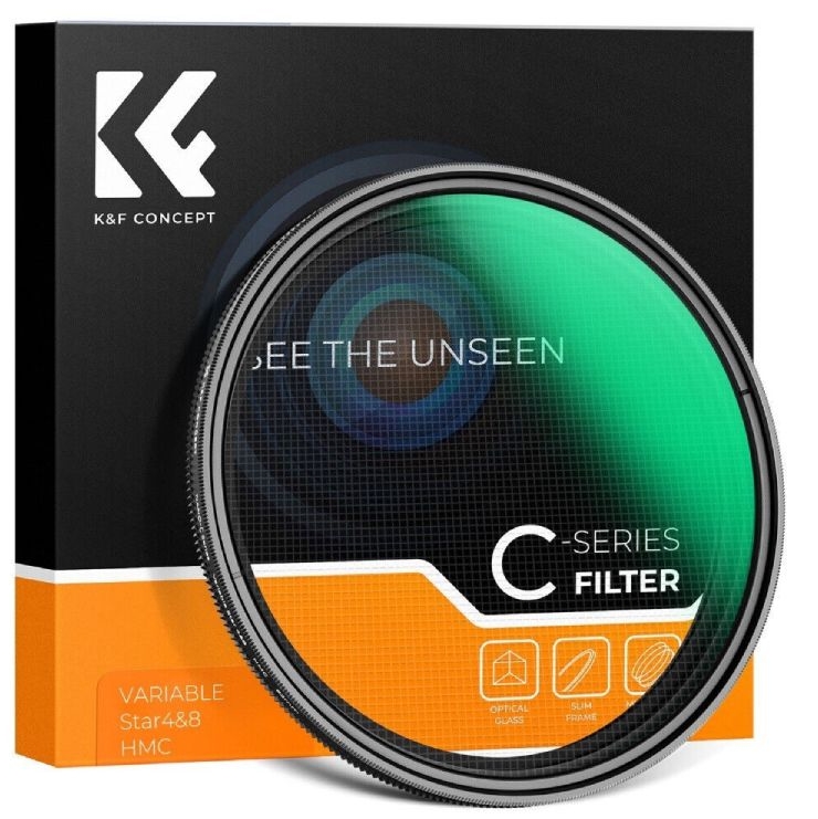 Hvězdičkový filtr Star Hvězdička 2v1 x4 a x8 K&f Concept 82 mm Efektní