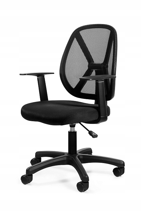Fotel Obrotowy Homy Czarne Biurkowe Siatka Tkanina Niskie