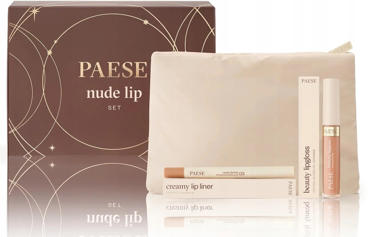 Paese Zestaw Nude lip konturówka do ust 0,6 g+błyszczyk 4,5 ml+kosmetyczka