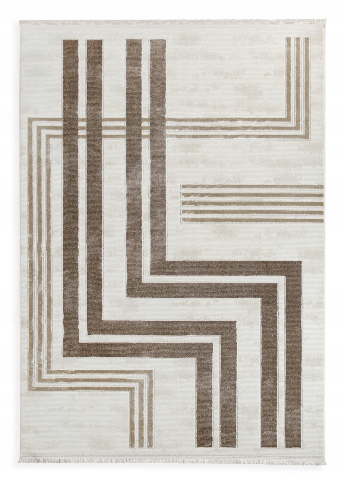 Dywan 200x290 cm biało-brązowy geometryczny nowoczesny AURA10 Eurofirany