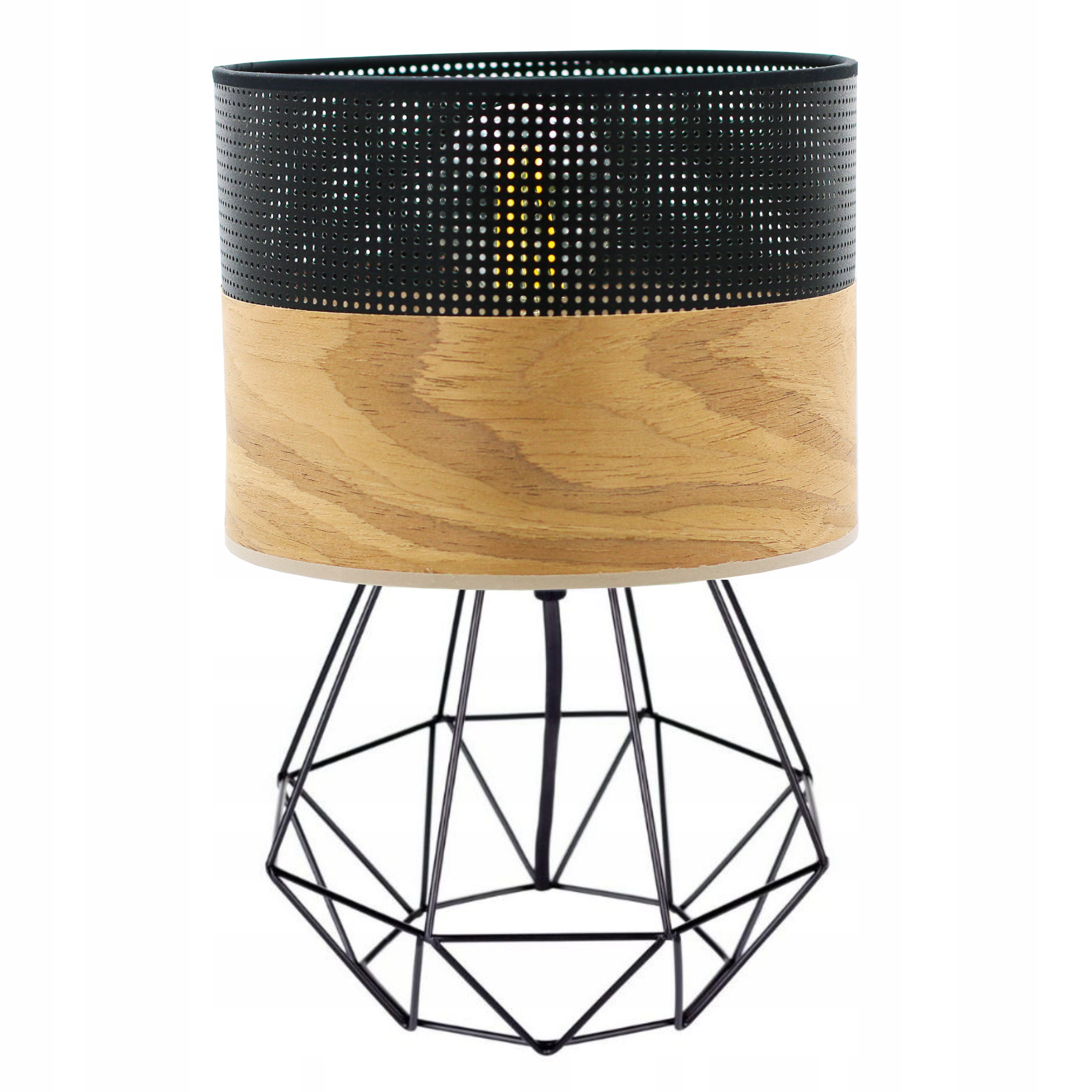 Noční Lampa Stolní Ažurové Stínidlo Díry Diamant E27 Dřevo