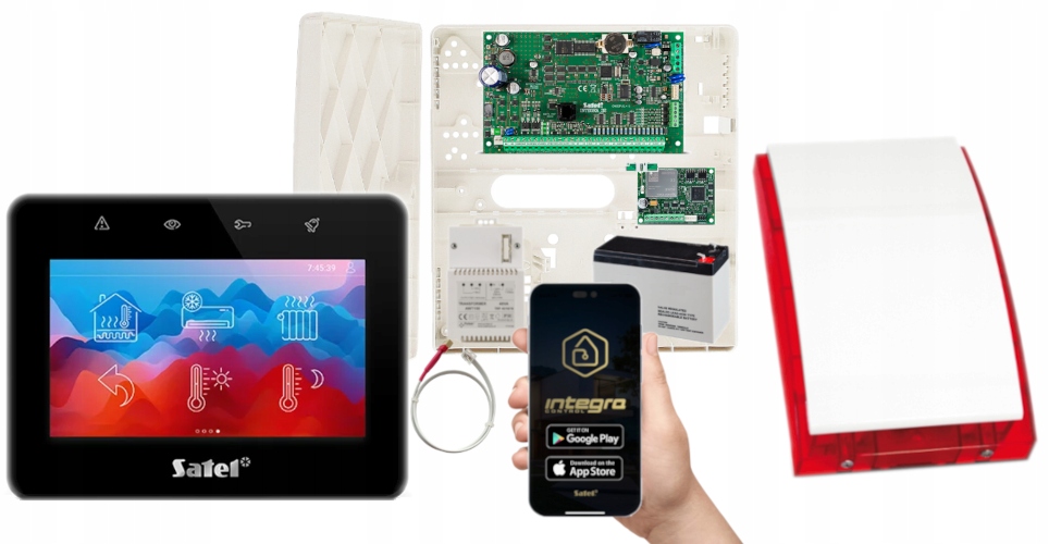Zestaw Alarmowy Satel Integra 32 Syrena Manipulator Dotyk 4,3" Apka Lte
