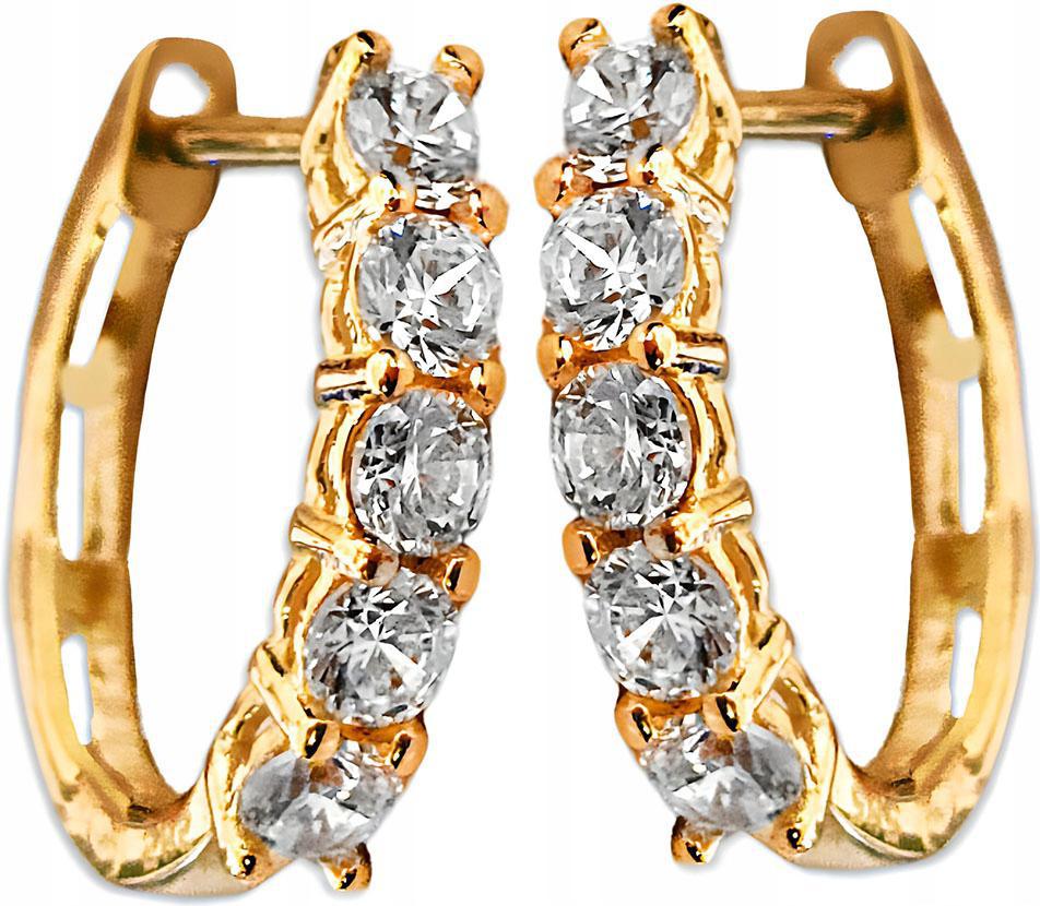 Zlaté náušnice 585 anglické moderní čárky se zirkony dárek