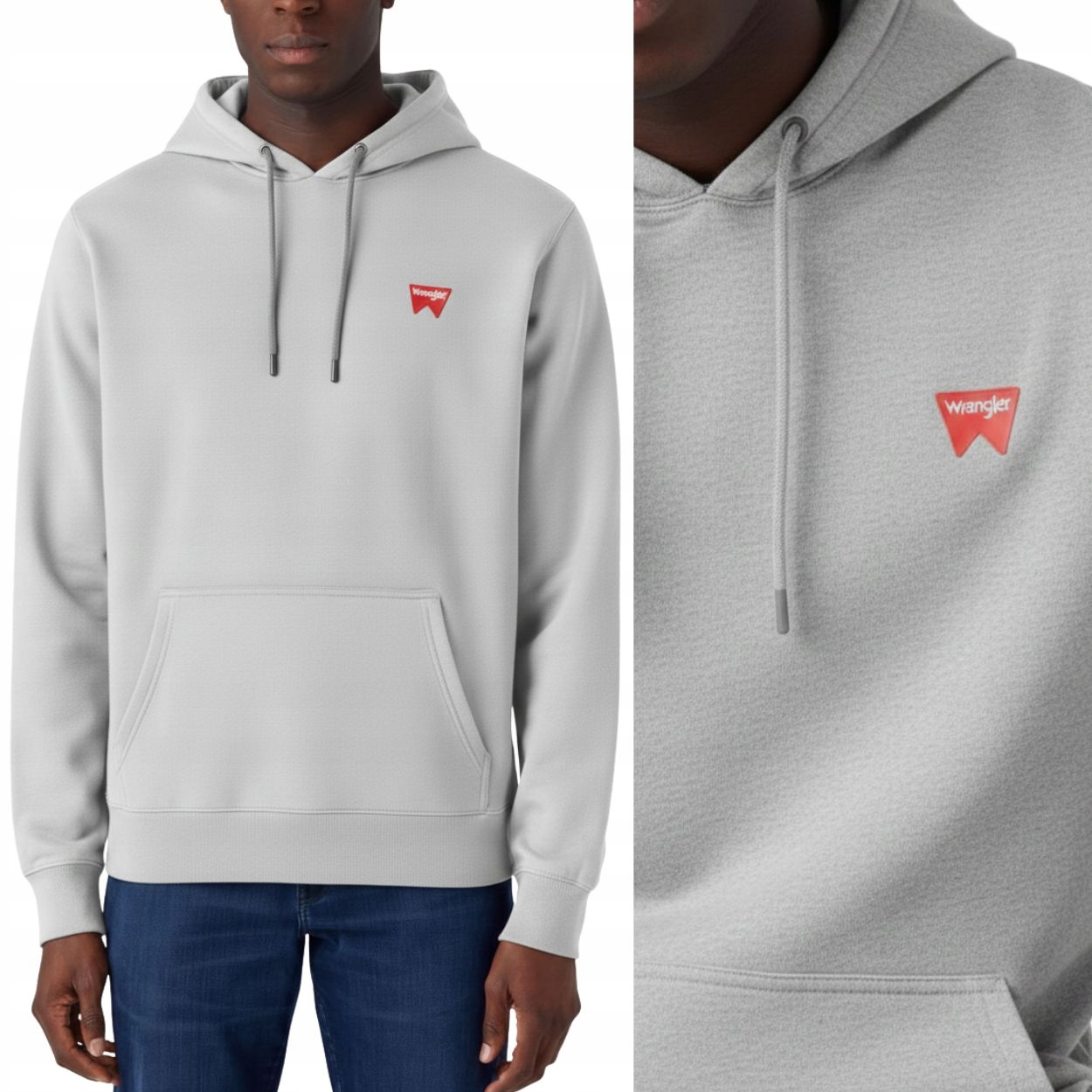 Wrangler Sign Off Hoodie modrá bavlněná mikina s kapucí (klokanka) M