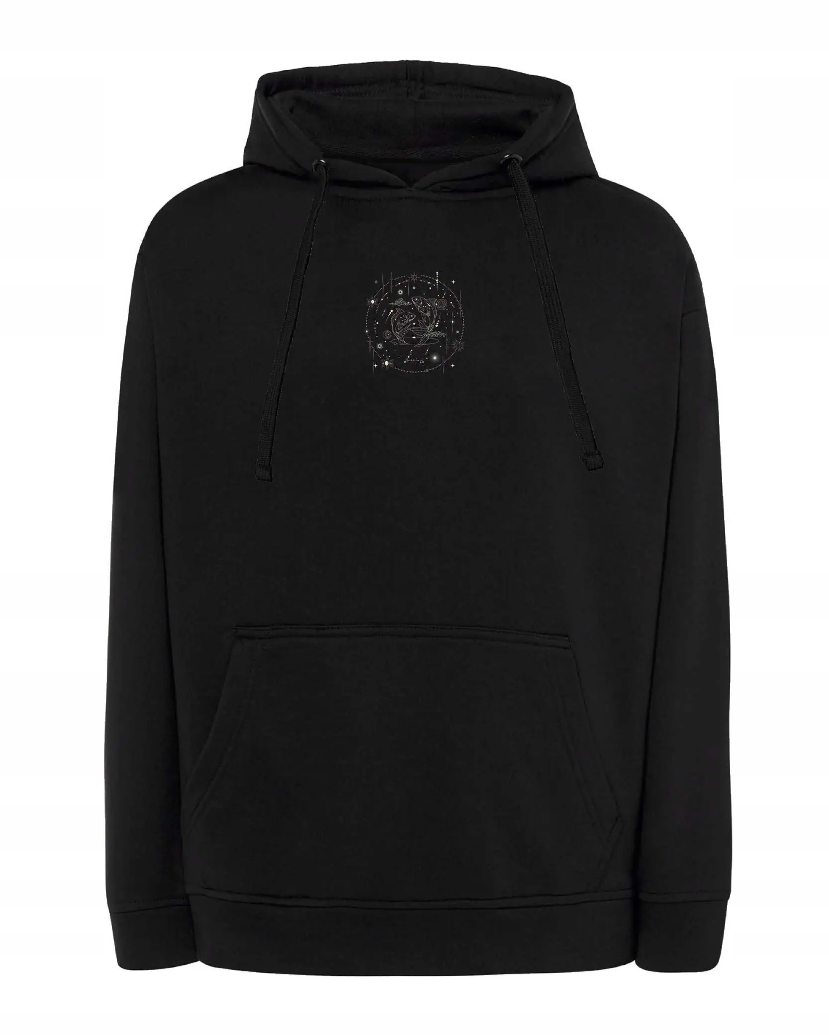 Mikina s kapucí Znamení zvěrokruhu Ryby Minimalistický styl Černá XL
