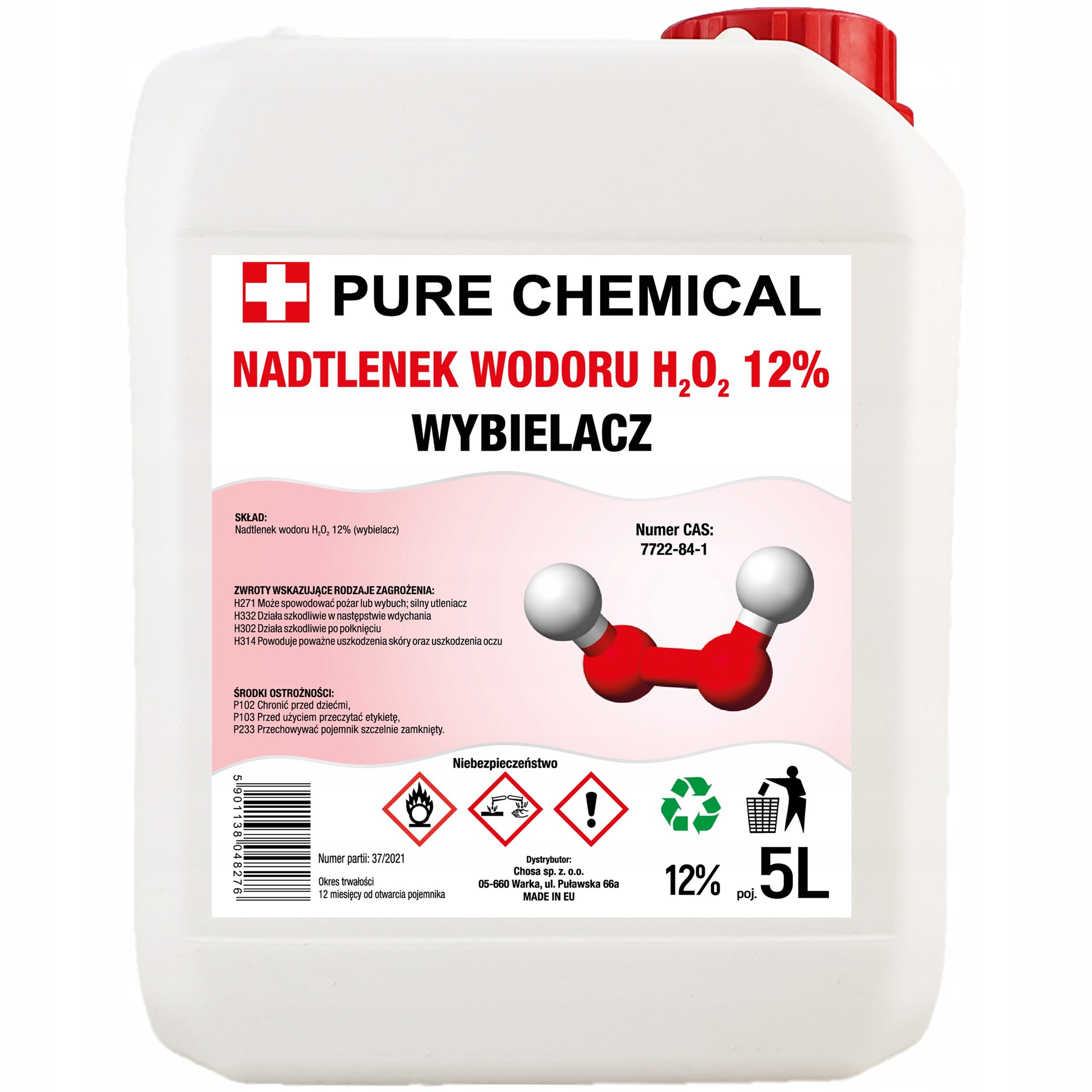 

Woda Utleniona 12% Nadtlenek Wodoru 12% Czda 5L