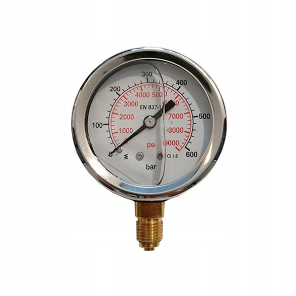 Glycerinový manometr D63 0-600 bar, boční vstup 1/4" Ag, tlaková myčka