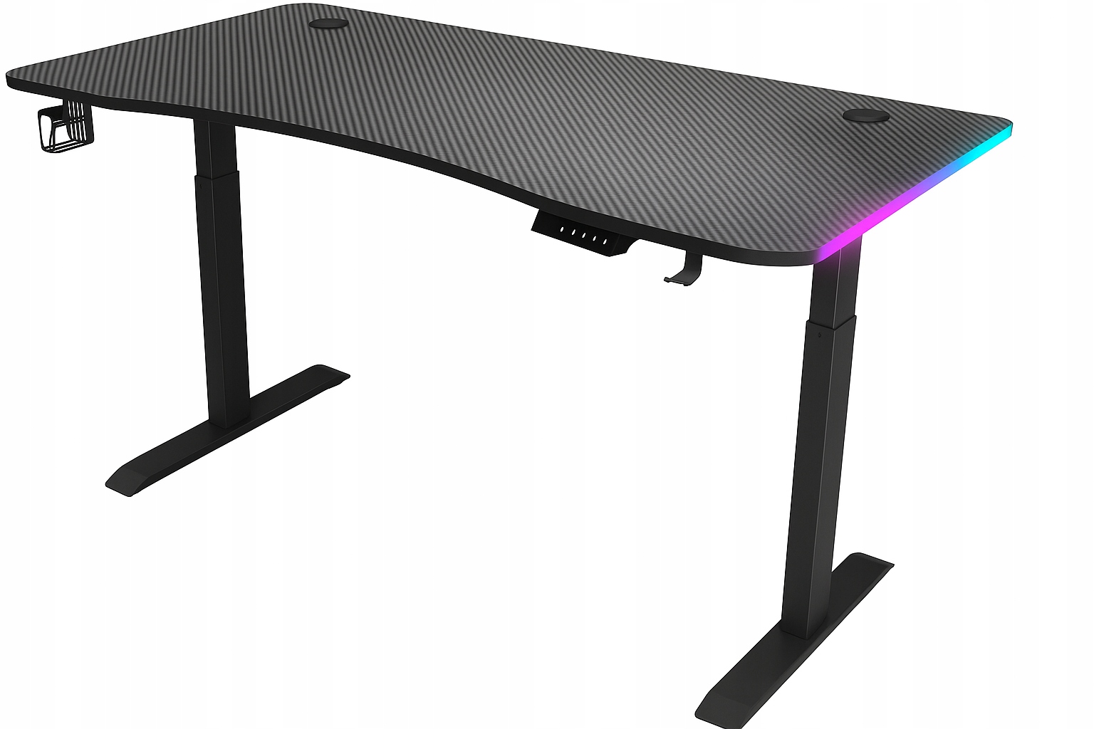 Biurko regulowane 140cm Elektryczne regulacja wysokości 72-118cm czarne LED