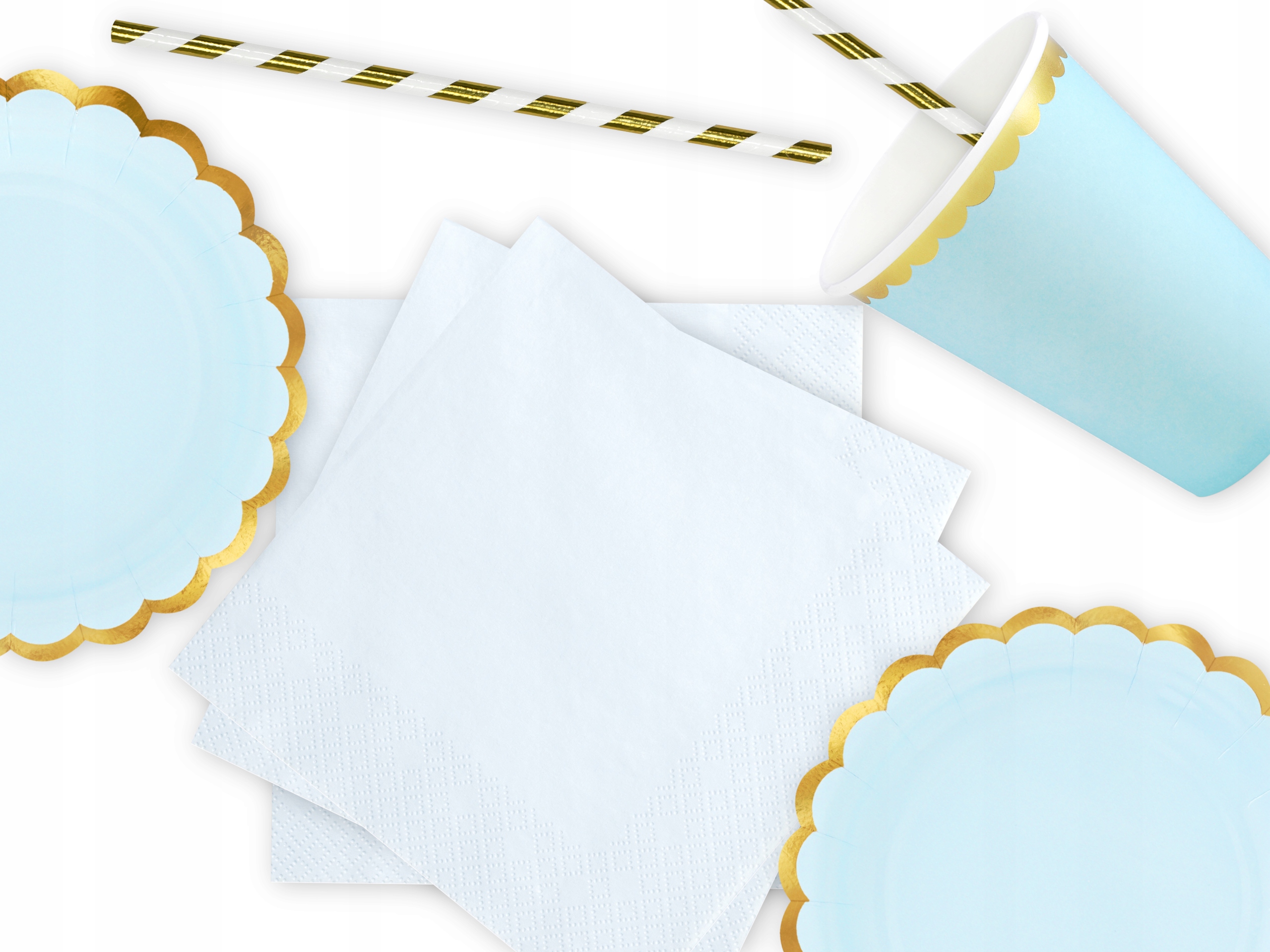 Zestaw Talerzyki Kubeczki Serwetki Niebieski