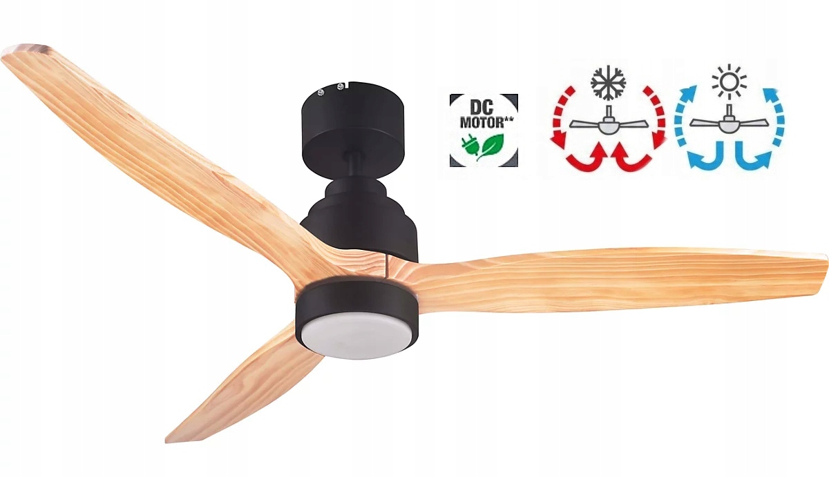 Lampowentylator wentylator sufitowy Szilard Drewno 132cm z pilotem