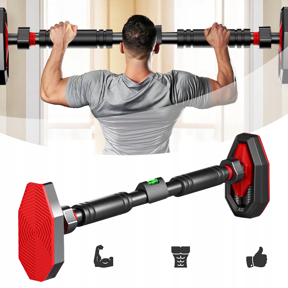 Domowy Drążek Do Podciągania Montowany Na Drzwiach Premium Czarny 65-100cm