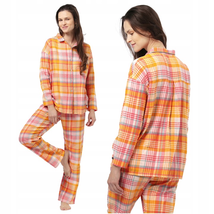 Dámské Rozepínací Flanelové Pyžamo S Kostkovaným Vzorem Key Lns 473 XL B24