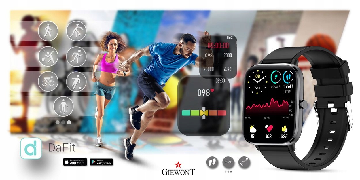 Zegarek DAMSKI SMARTWATCH WODOSZCZELNY MENU PL 3D Kolor czarny