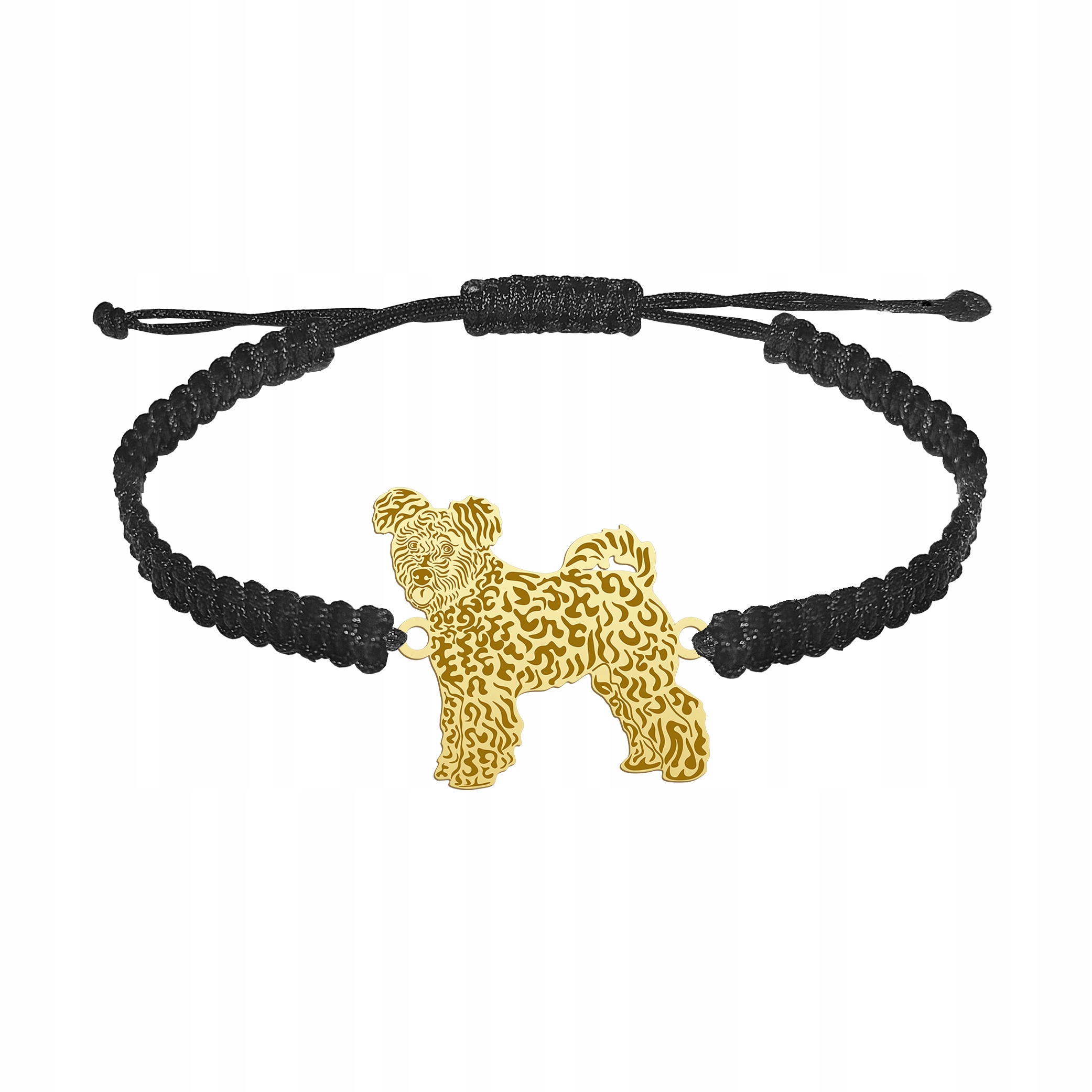 Zlatý náramek se psem Pumi 925 Šperky Dárek Makramé Gravírování Bonus