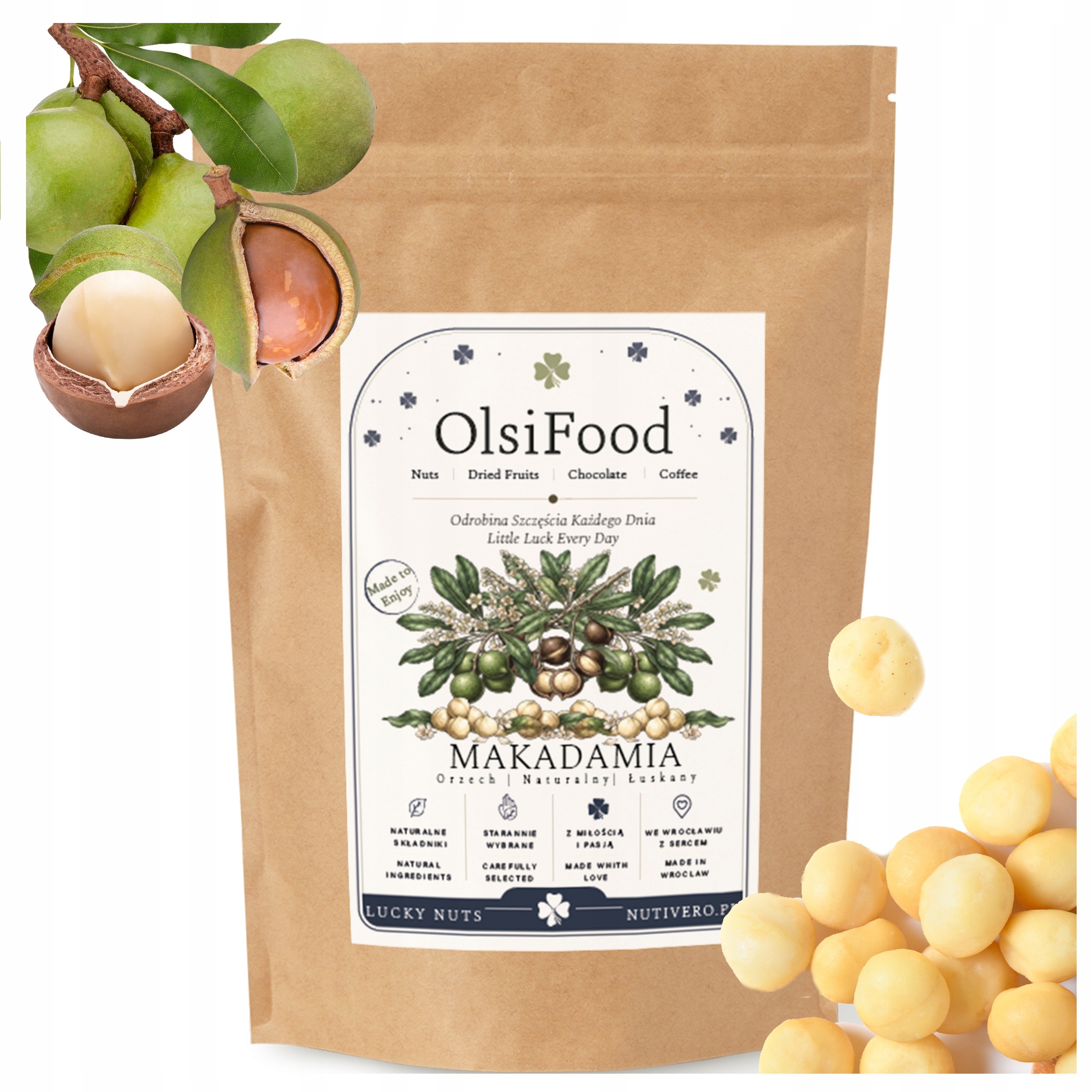 Makadamové Ořechy Jádro loupané 1 kg Celé 100% Style0 Přírodní |OlsiFood