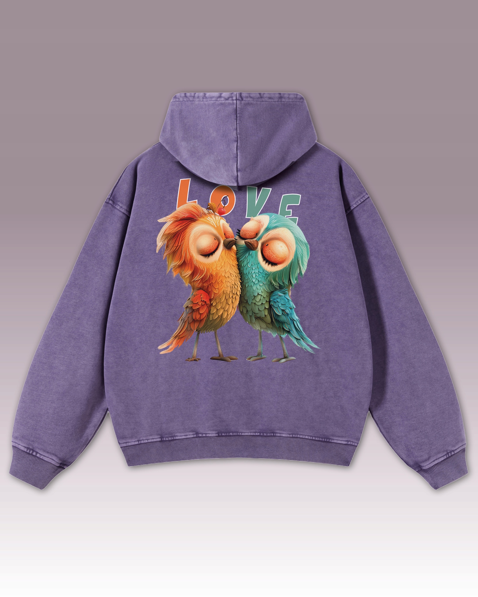 Mikina Love Birds Zamilovaní ptáci Pozitivní emoce Blízkost Fialová L