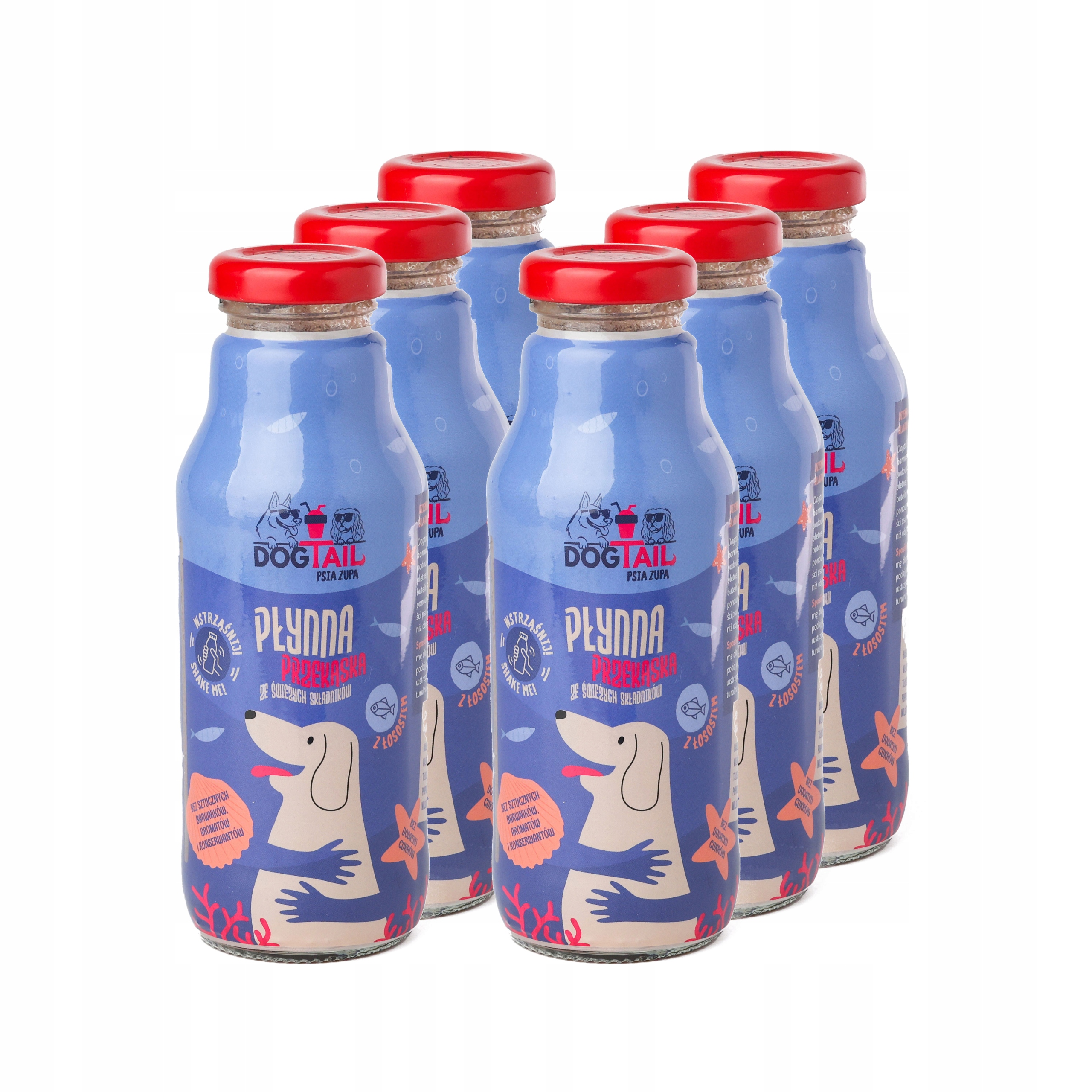 Levně Dogtail s lososem – sada 6 Ks – tekutá svačinka pro psy – psí polévka