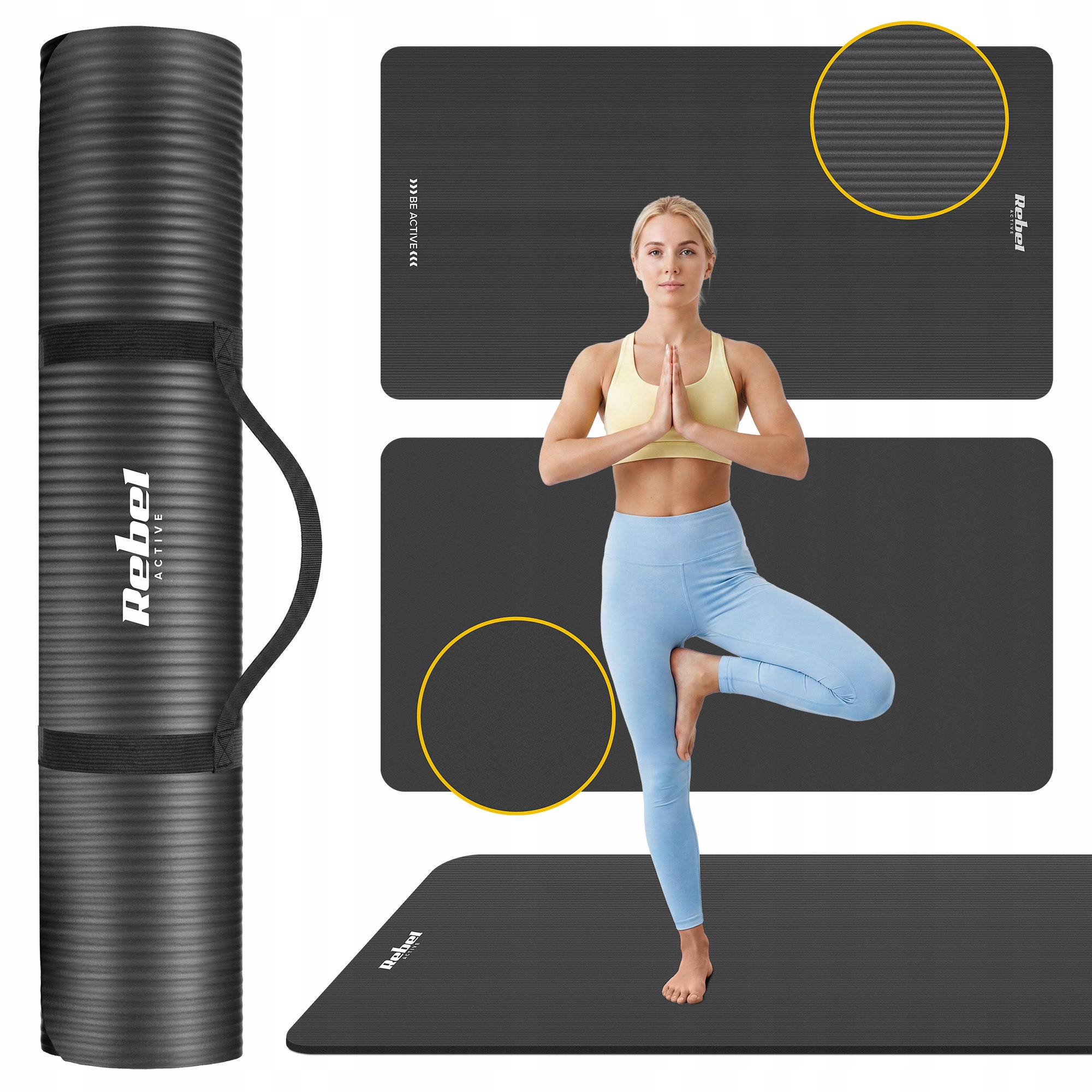 Gymnastická podložka na cvičení jógy pilates fitness 200x100 cm Nbr 1.5 cm Rebel