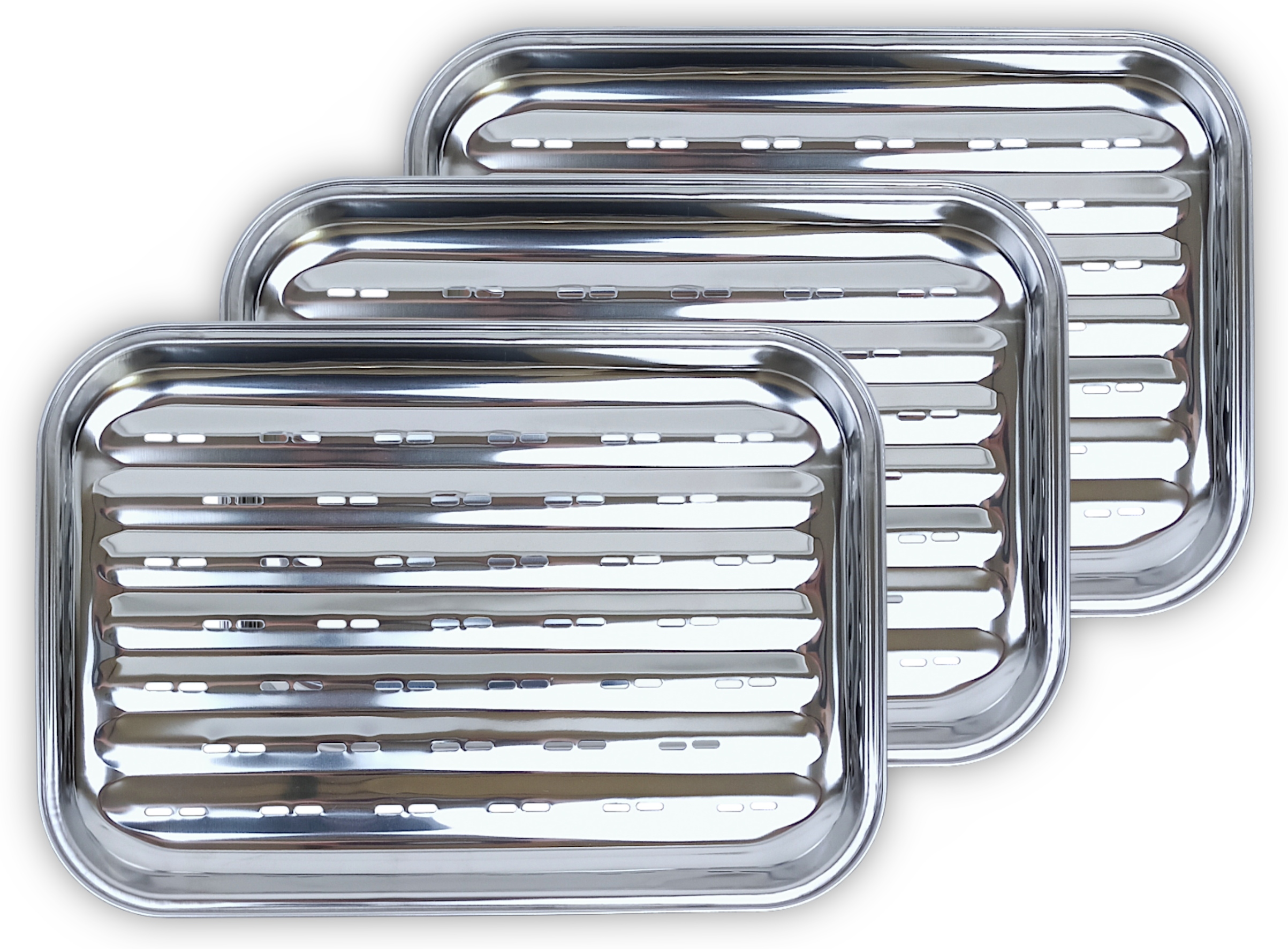 3x Víceúčelová grilovací miska 35x24 cm Grilovací miska Nerezová ocel