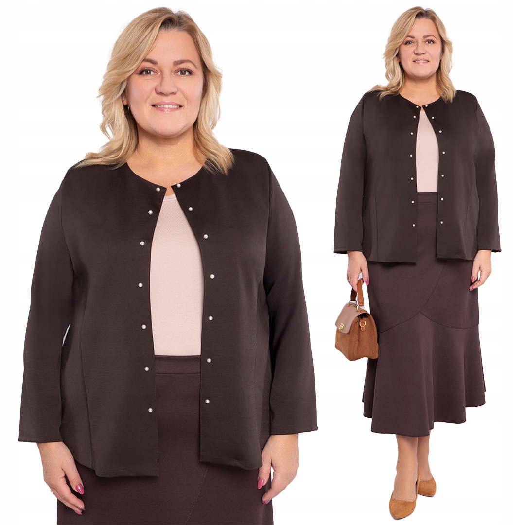 Hnědé sako s perlami 48/50